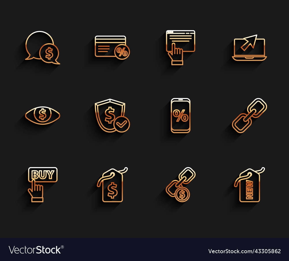 Set line buy button price tag with dollar speech Vector Image Set line buy button price tag with dollar speech