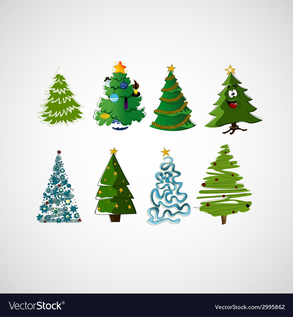 Set of trees on a light background