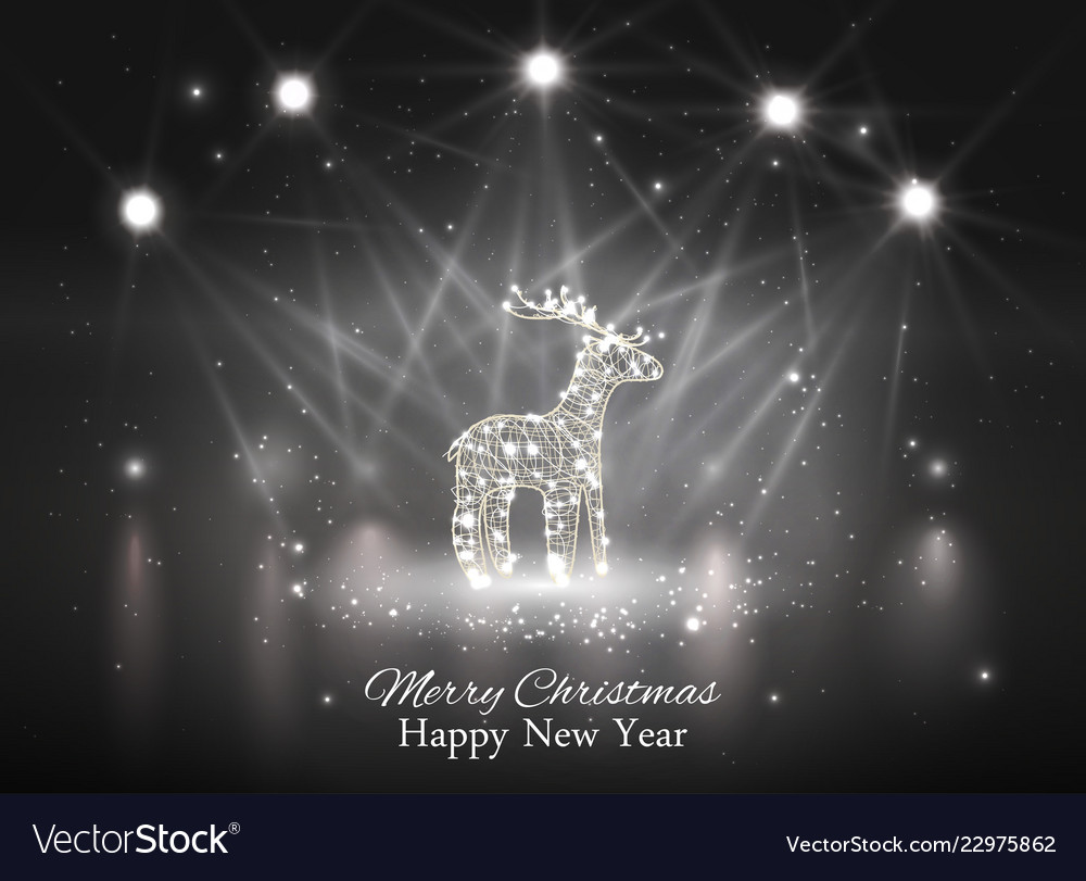 Shiny reindeer with spotlight on stage Royalty Free Vector