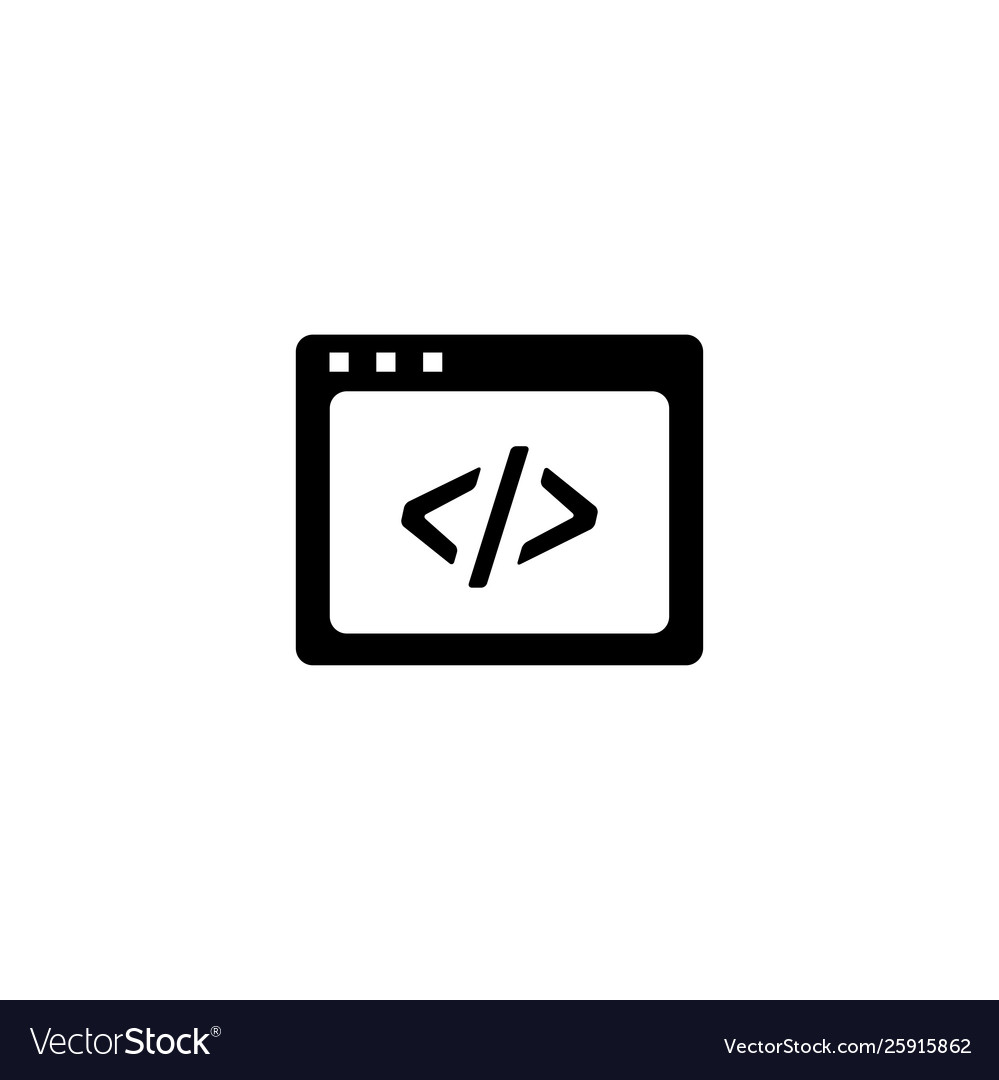 Web page code icon in flat style for apps ui vector image Web page code icon in flat style for apps ui