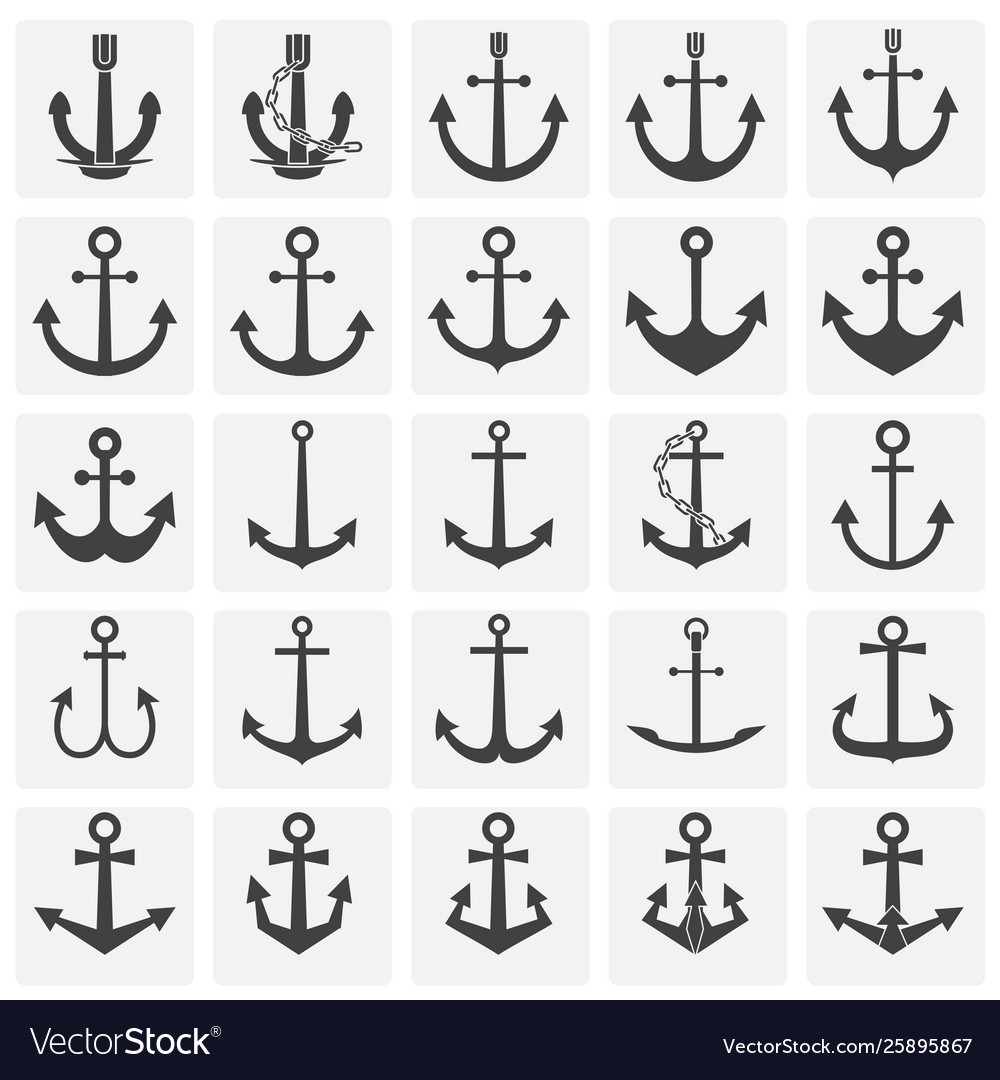 Anchor icons set on background for graphic and web vector image Anchor icons set on background for graphic and web