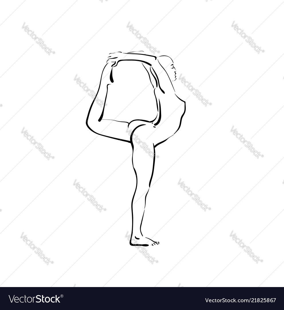 Beautiful woman doing yoga sketch black on white