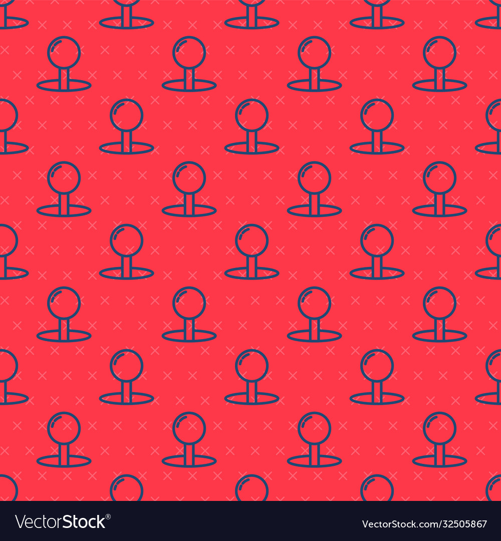 Blue line push pin icon isolated seamless pattern Vector Image Blue line push pin icon isolated seamless pattern