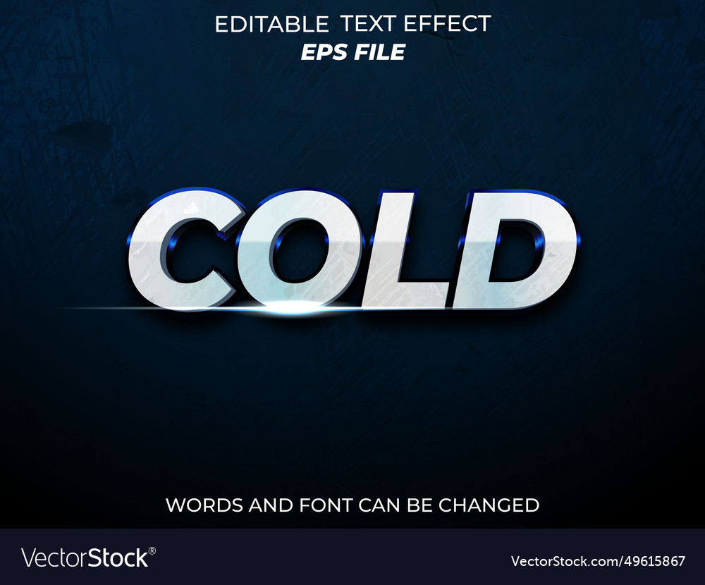 Cold text effect font editable typography 3d