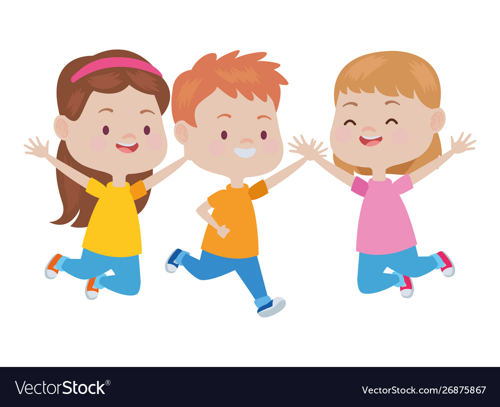 Cute happy kids having fun Royalty Free Vector Image