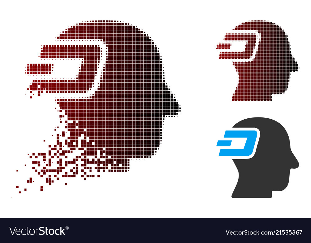 Decomposed pixel halftone dash imagination icon vector image Decomposed pixel halftone dash imagination icon