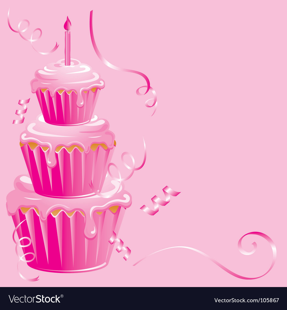 girls 1st birthday cupcake royalty free vector image