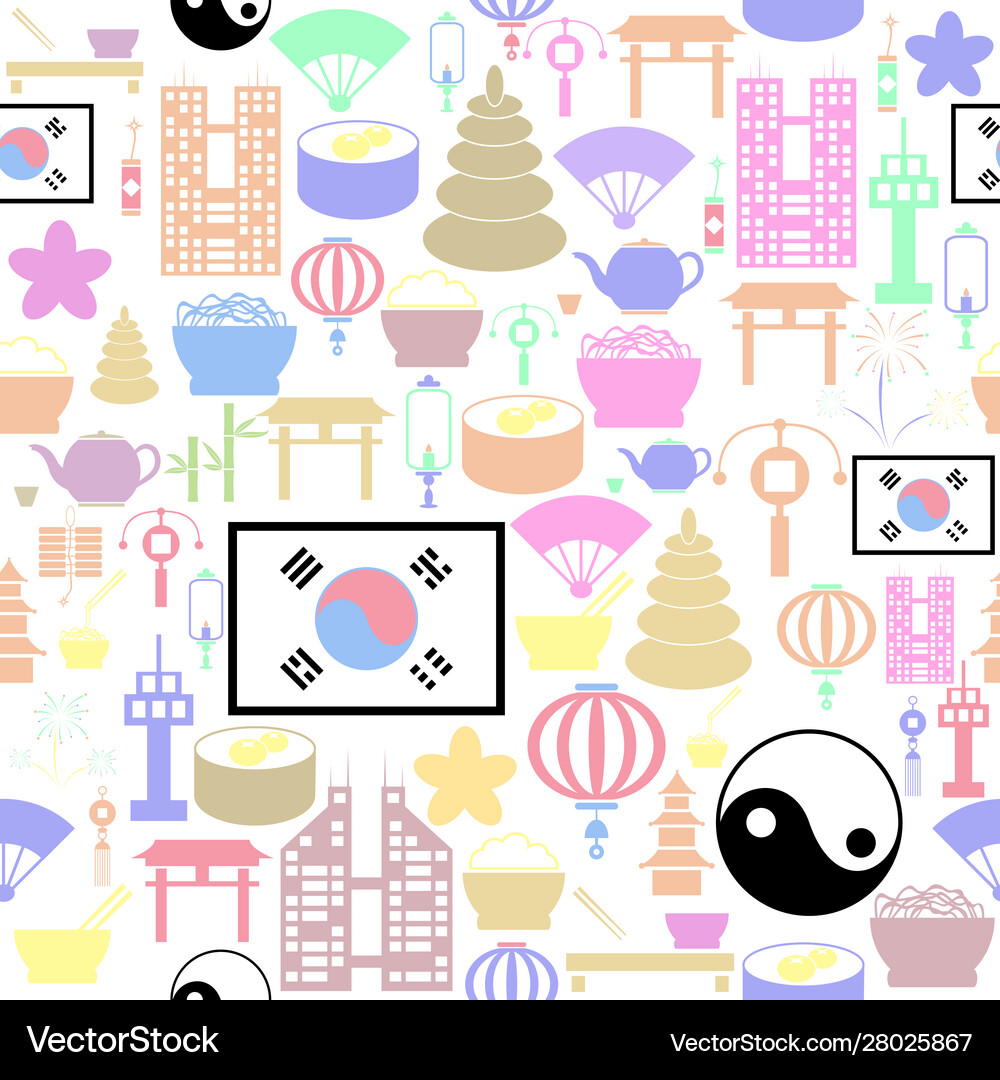 Korea seamless pattern background icon Royalty Free Vector
