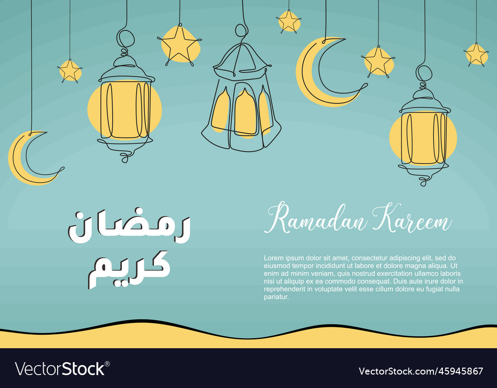 Lantern ramadan continuous line drawing Royalty Free Vector