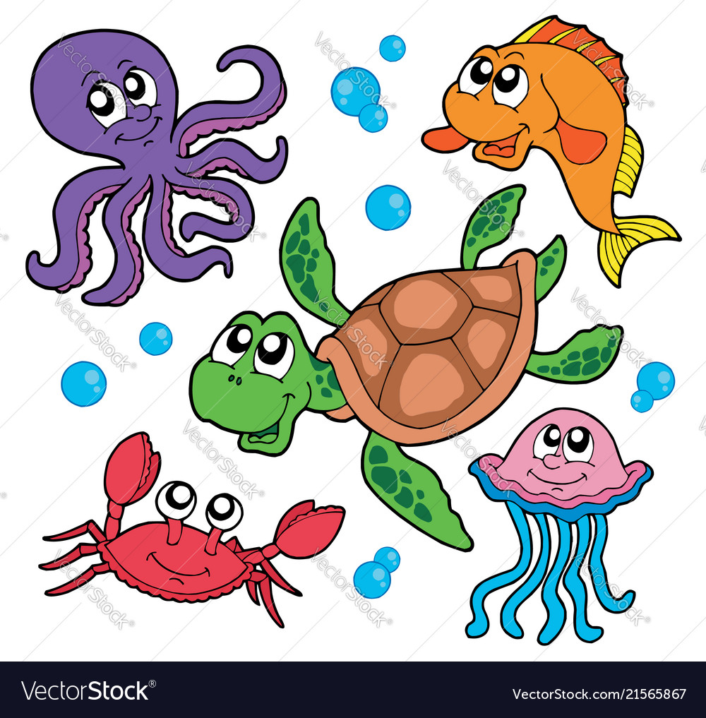 Marine animals collection Royalty Free Vector Image