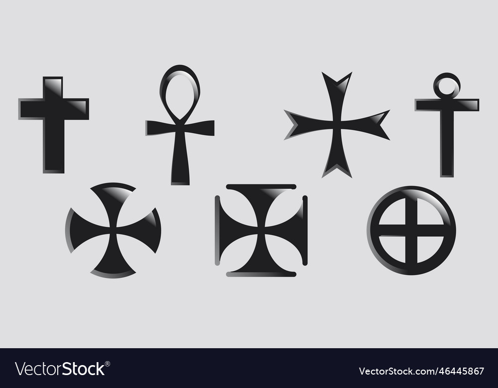 Set cross icon collection of religion symbols Vector Image