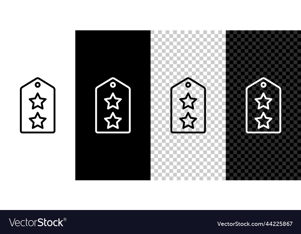 Set line military rank icon isolated on black