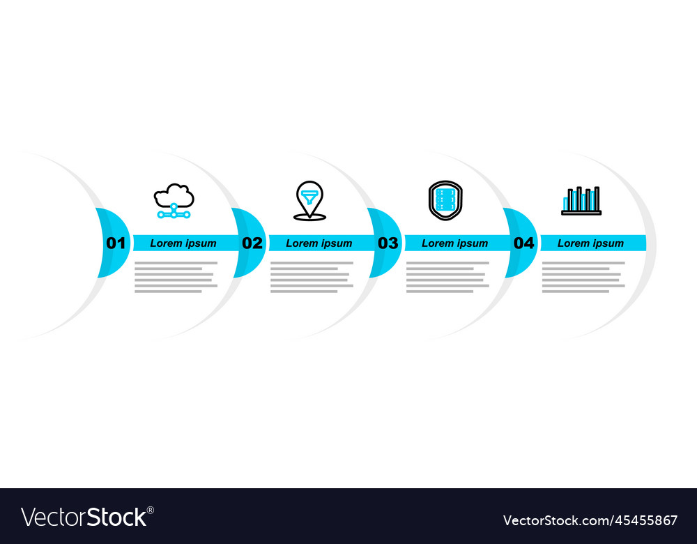 Set line pie chart infographic server with shield