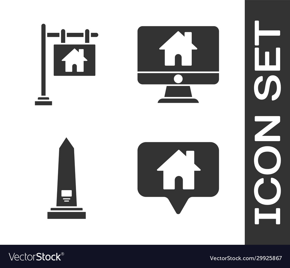 Set map pointer with house hanging sign text vector image Set map pointer with house hanging sign text