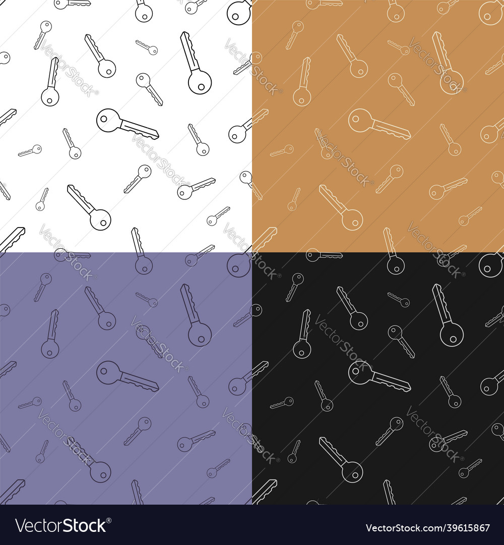 Set of seamless patterns with key to lock front