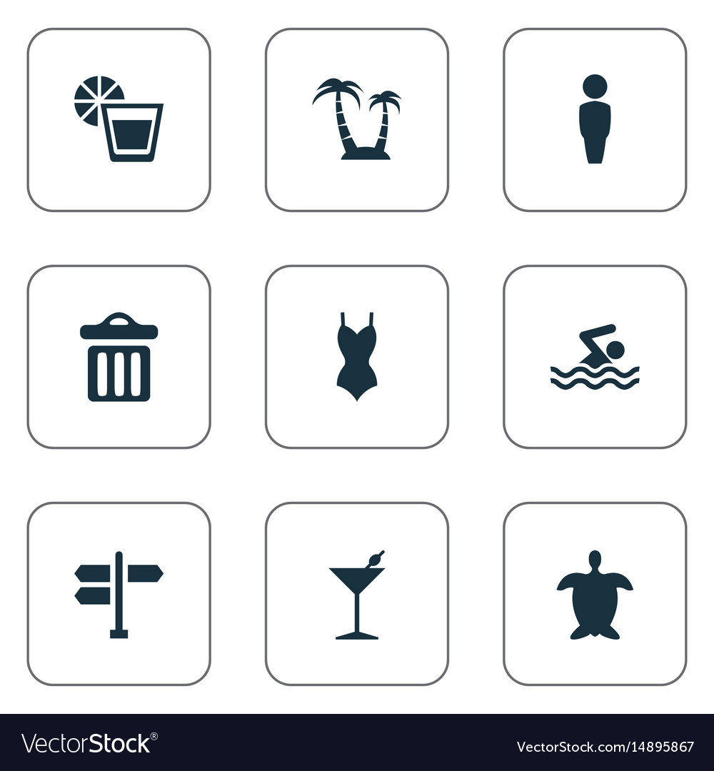 Set of simple seaside icons