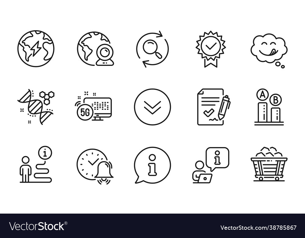 Technology icons set included icon as scroll down