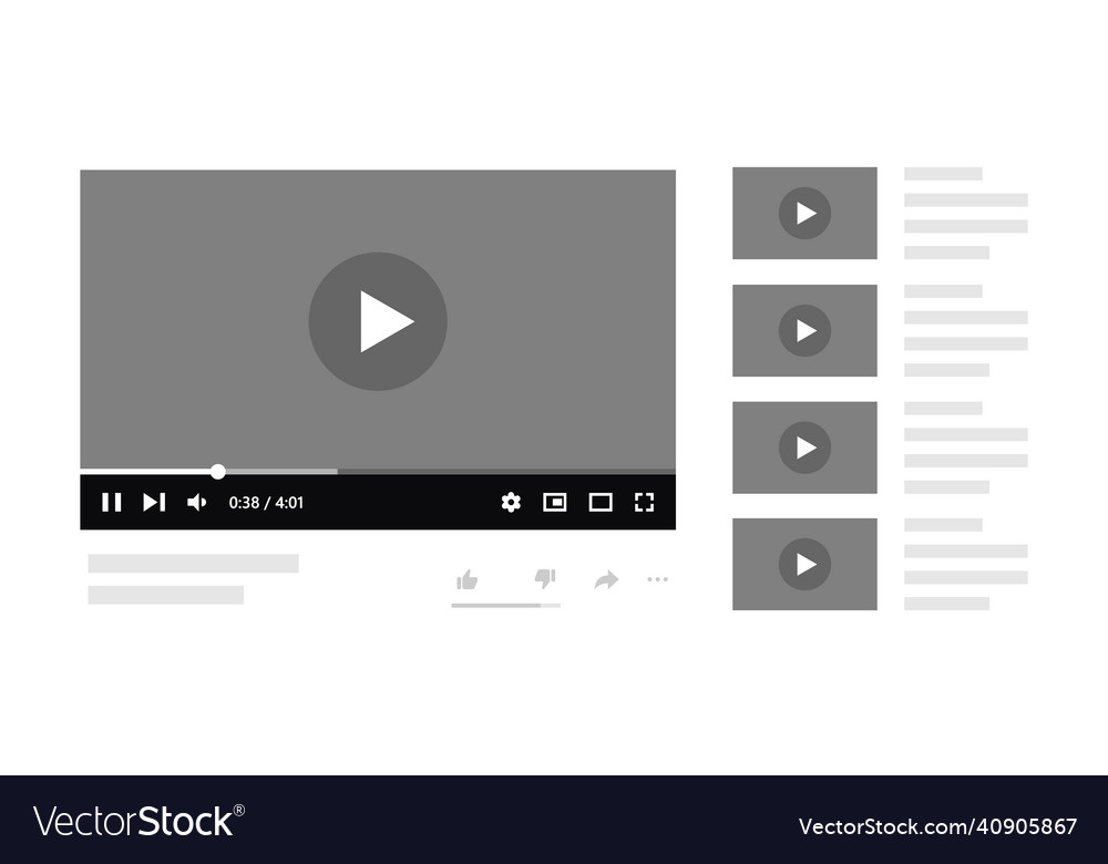 Video player mockup with website design elements Vector Image Video player mockup with website design elements
