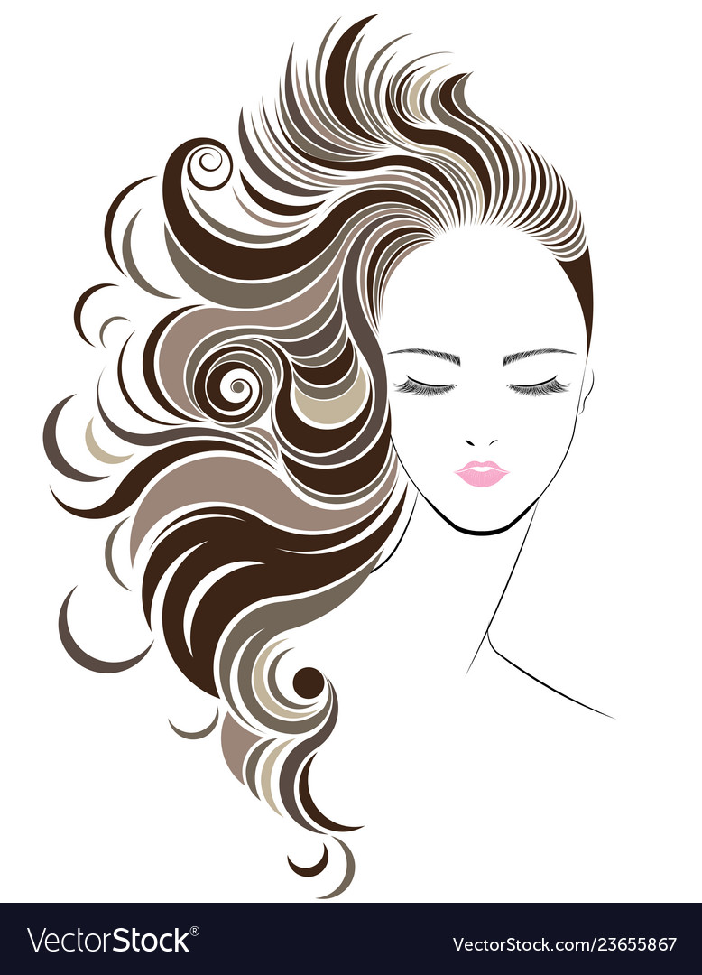 Women long hair style icon logo women face on Vector Image