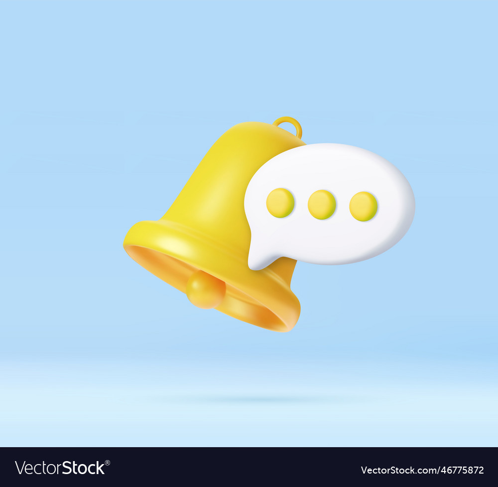 3d bell notification with speech bubble