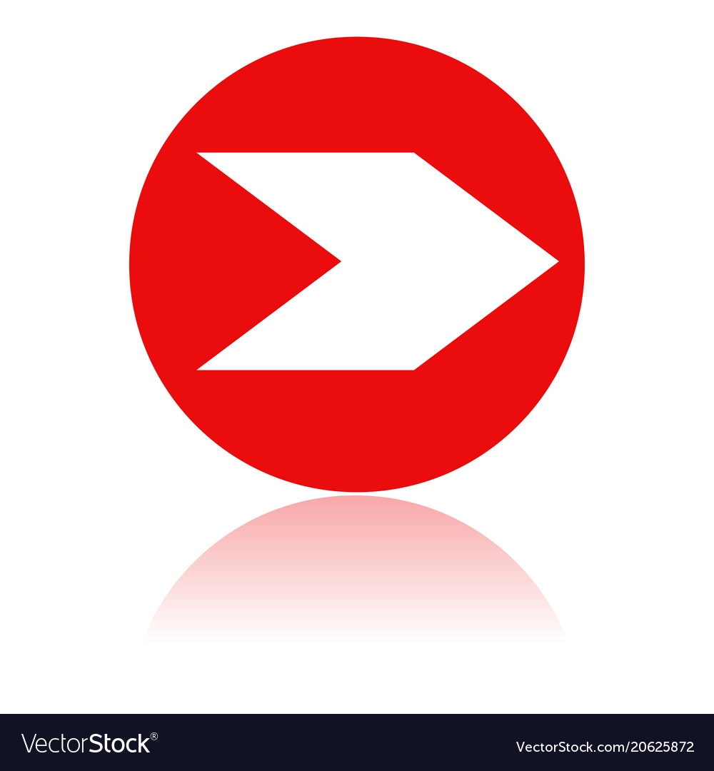 Arrow icon round red with reflection
