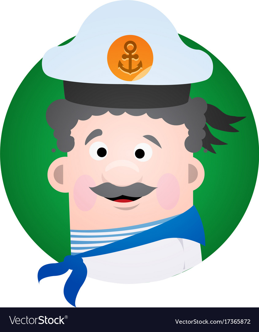 Avatar cheerful sailor a cartoon portrait of man Vector Image