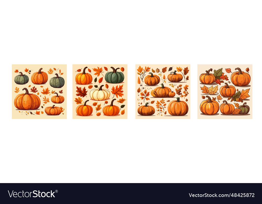 Banner set orange and red autumn leaves