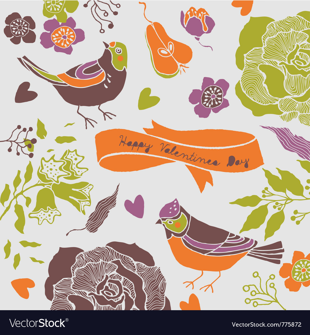 Birds and flowers Royalty Free Vector Image - VectorStock