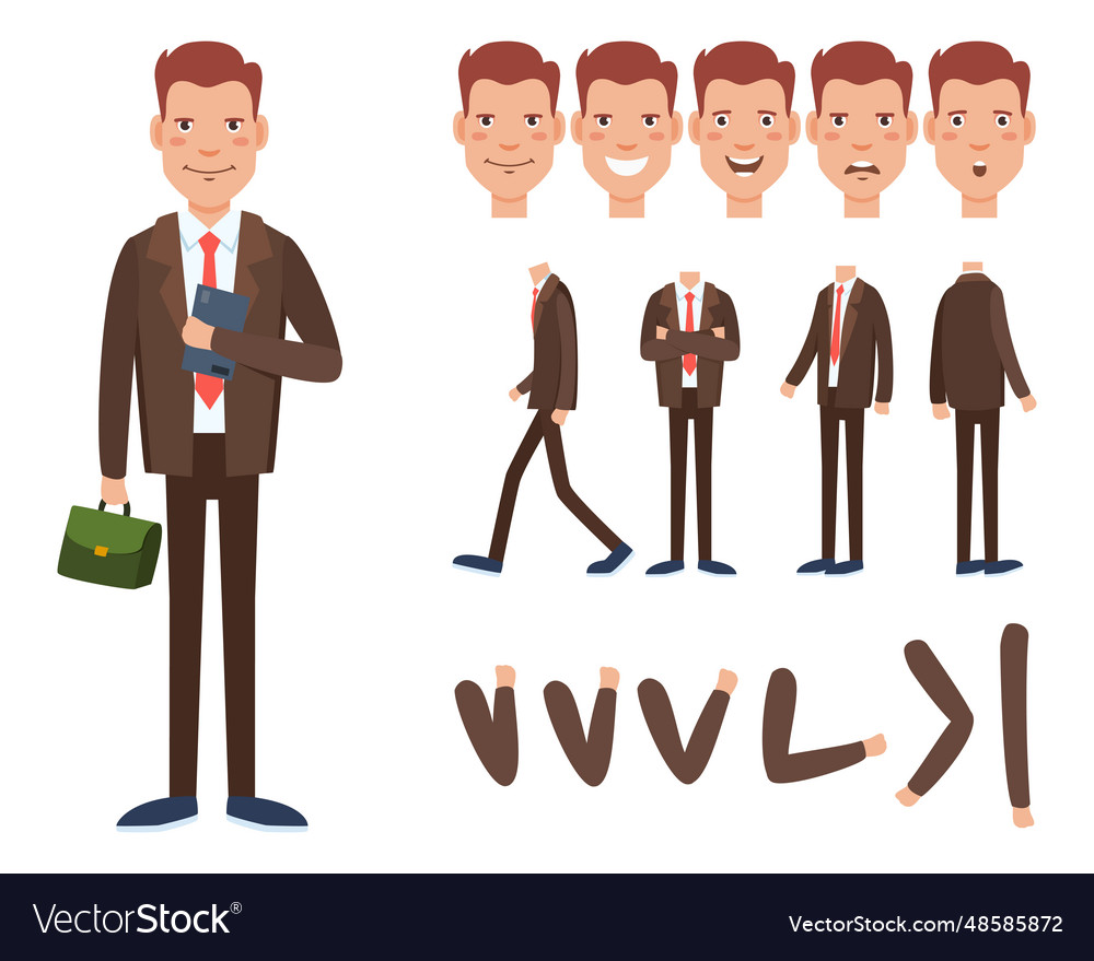 Businessman character set with different poses