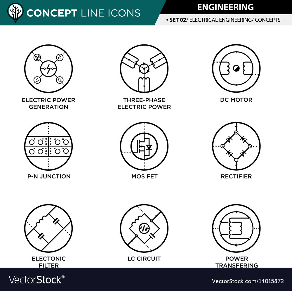 Concept line icons set 02 engineering