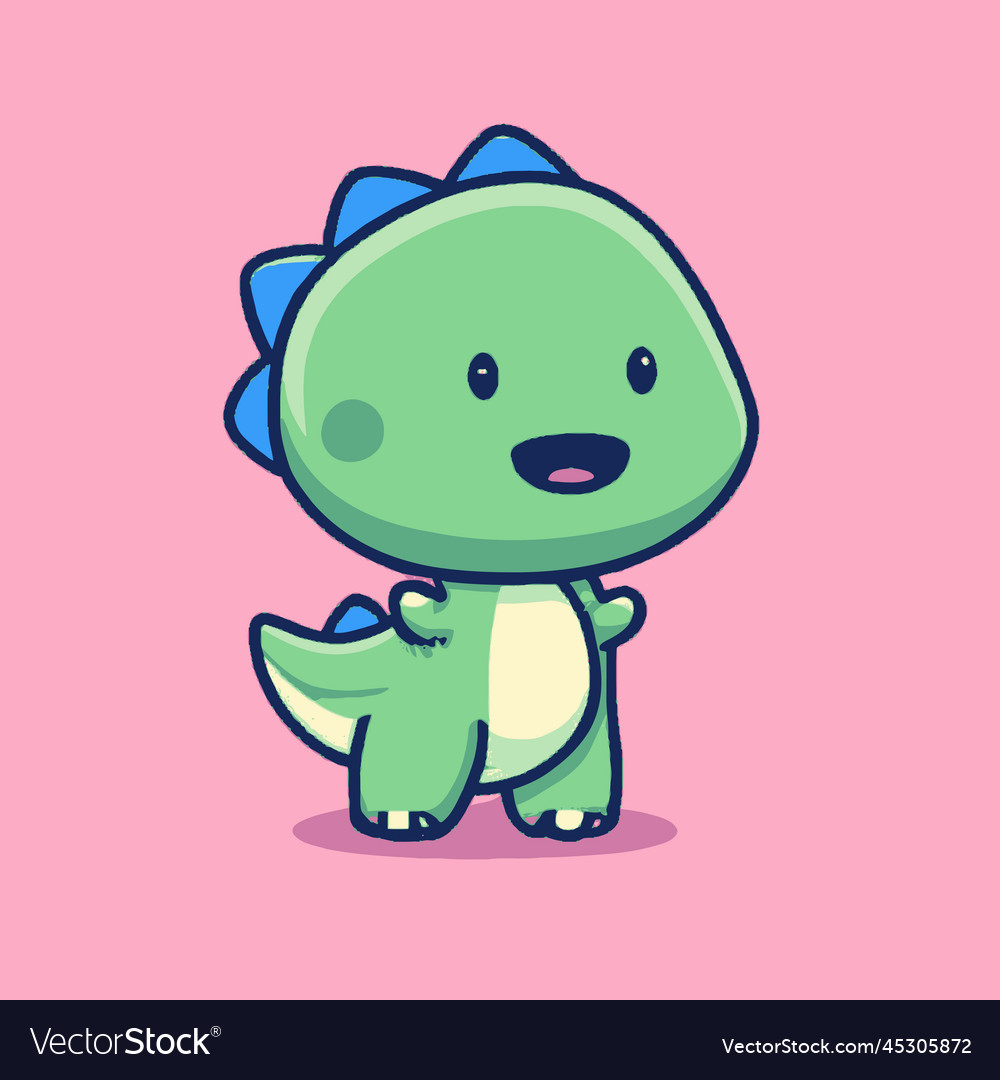 Cute dinosaur kawaii chibi drawing style Vector Image