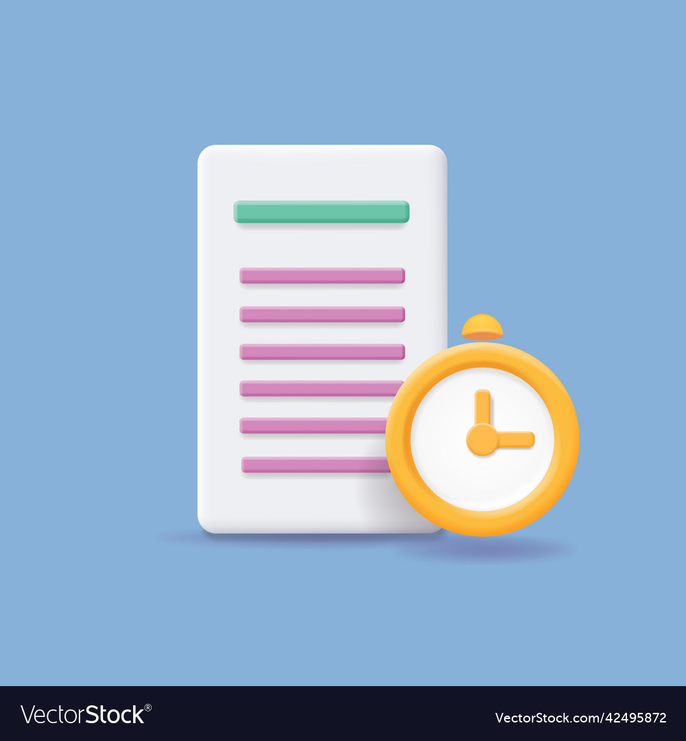 Document and clock icon paper file alarm Vector Image