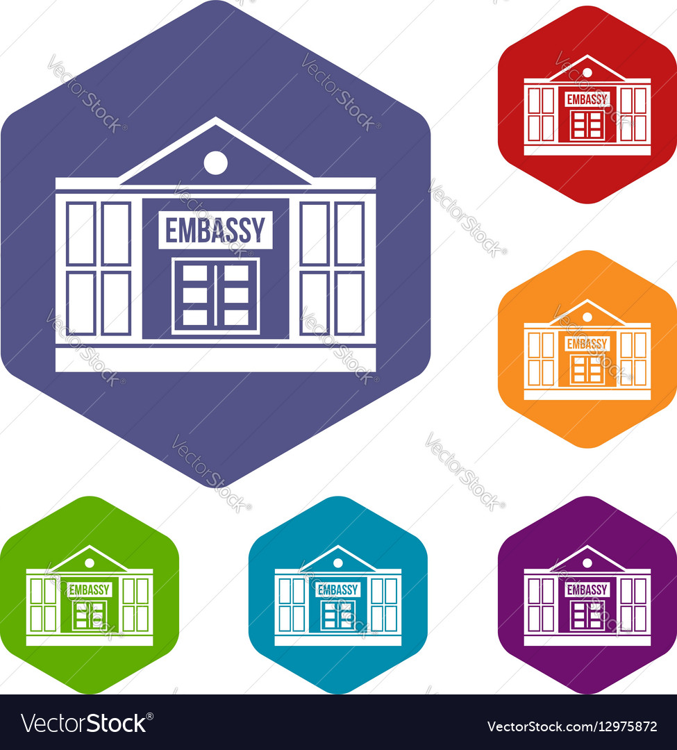 Embassy icons set Royalty Free Vector Image - VectorStock