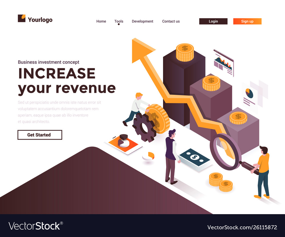 Flat color modern isometric concept - increase