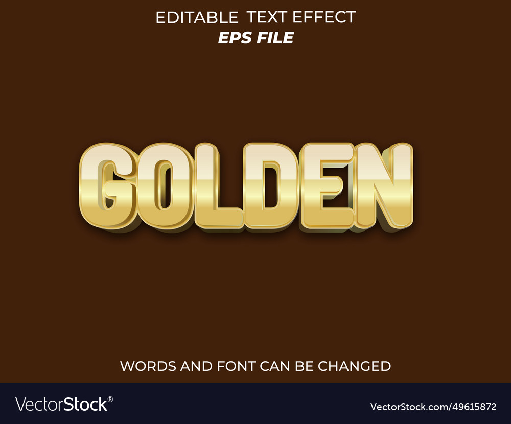 Gold text effect font editable typography 3d