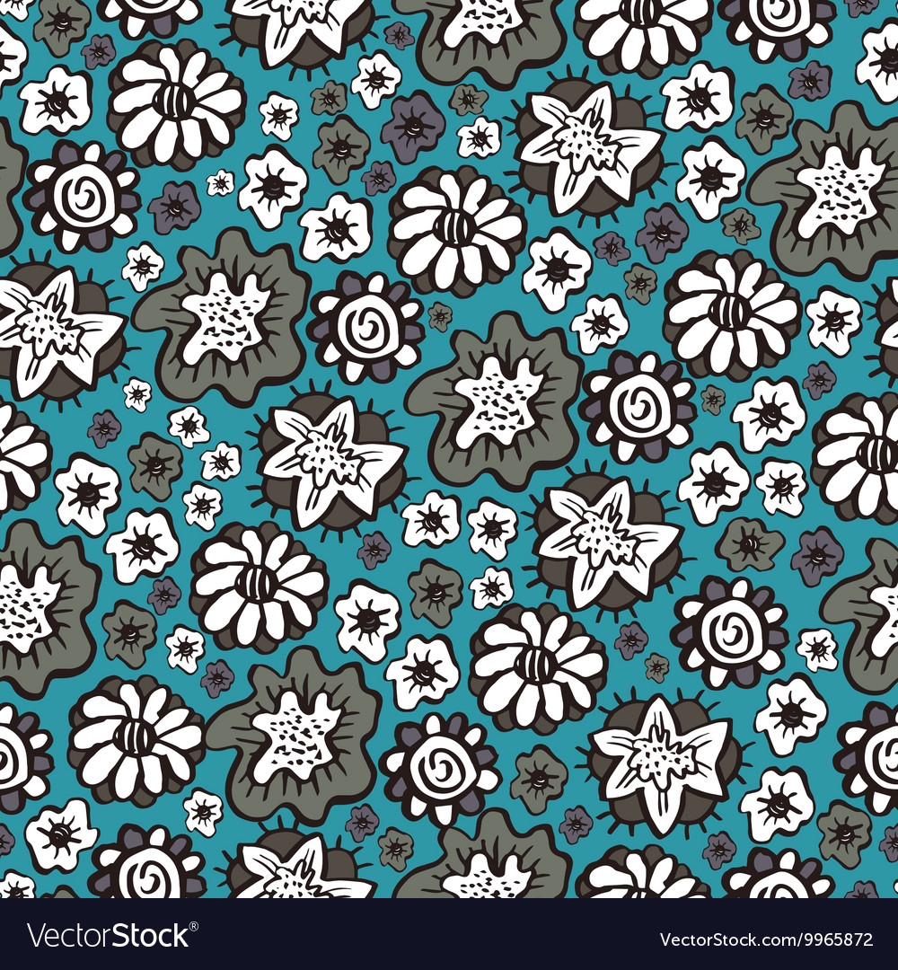 Hand drawn floral seamless patterns ornaments