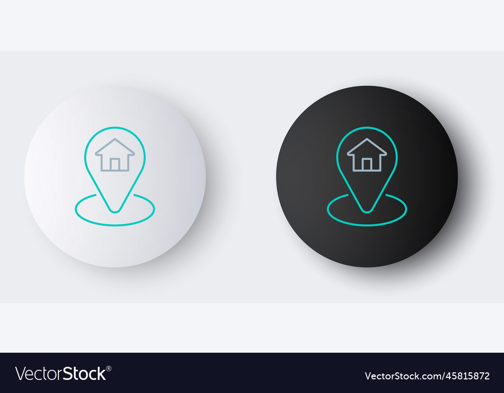 Line map pointer with house icon isolated on grey vector image Line map pointer with house icon isolated on grey