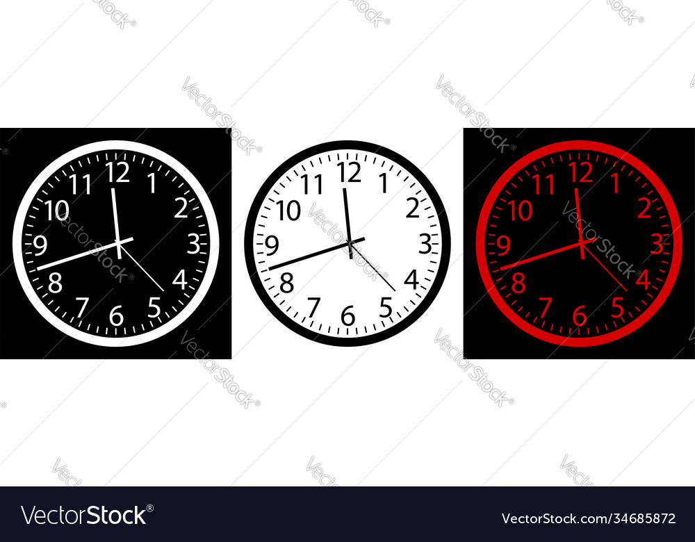 Round wall clock icon on white background