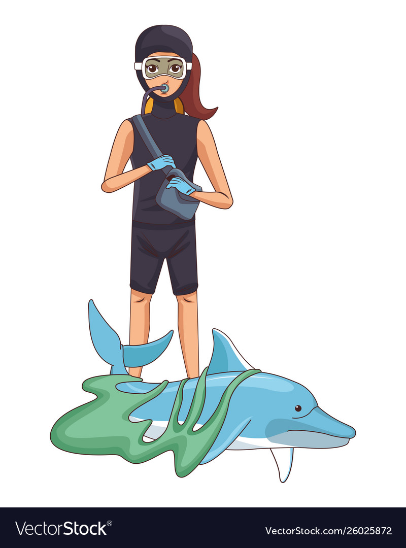 Scuba diving avatar cartoon character