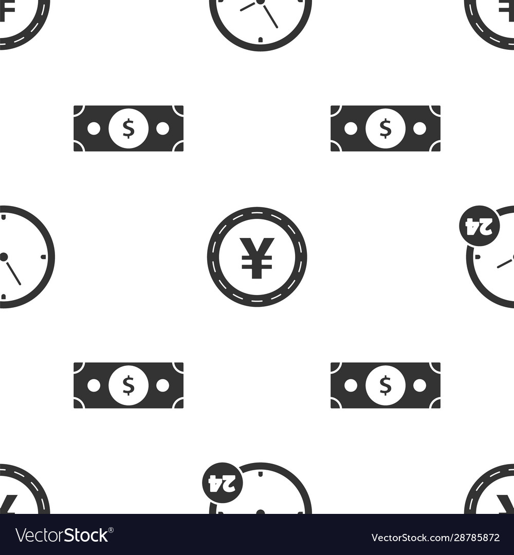 Set clock 24 hours coin money with yen symbol Vector Image