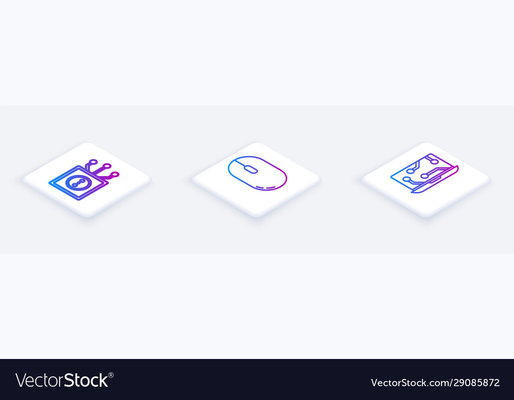 Set isometric line remote control computer mouse vector image Set isometric line remote control computer mouse
