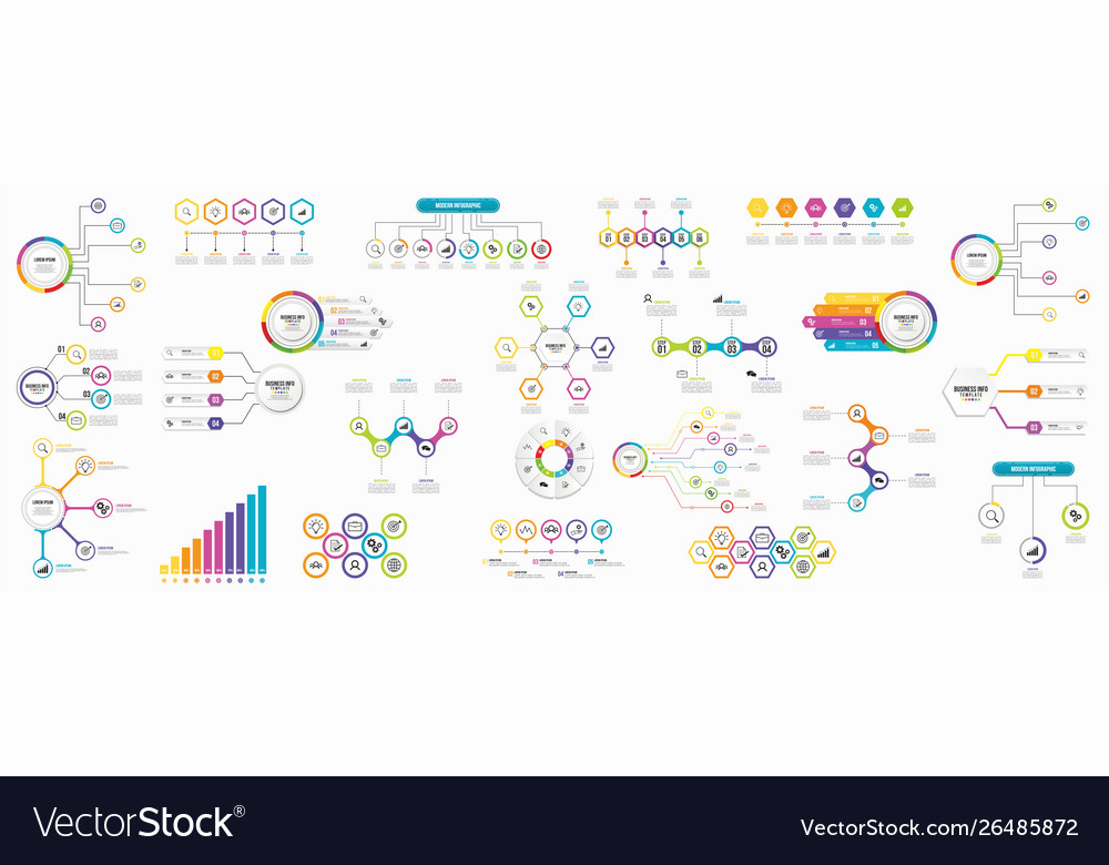 Set of infographics elements design template vector image Set of infographics elements design template
