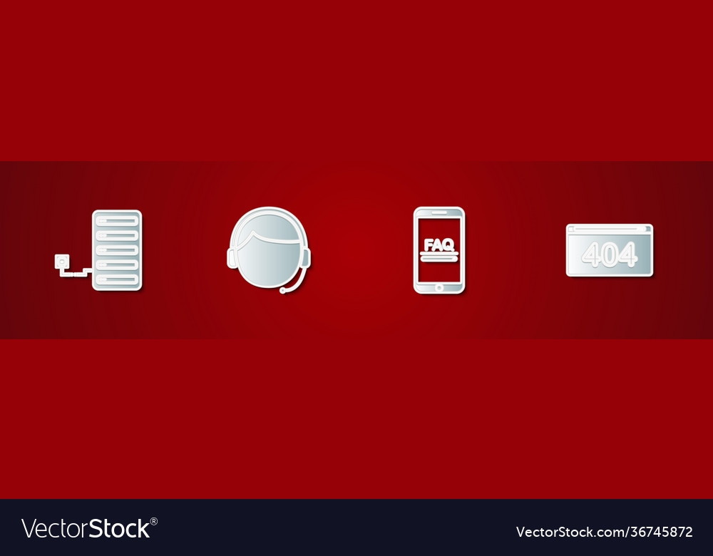 Set server man with a headset mobile faq vector image Set server man with a headset mobile faq
