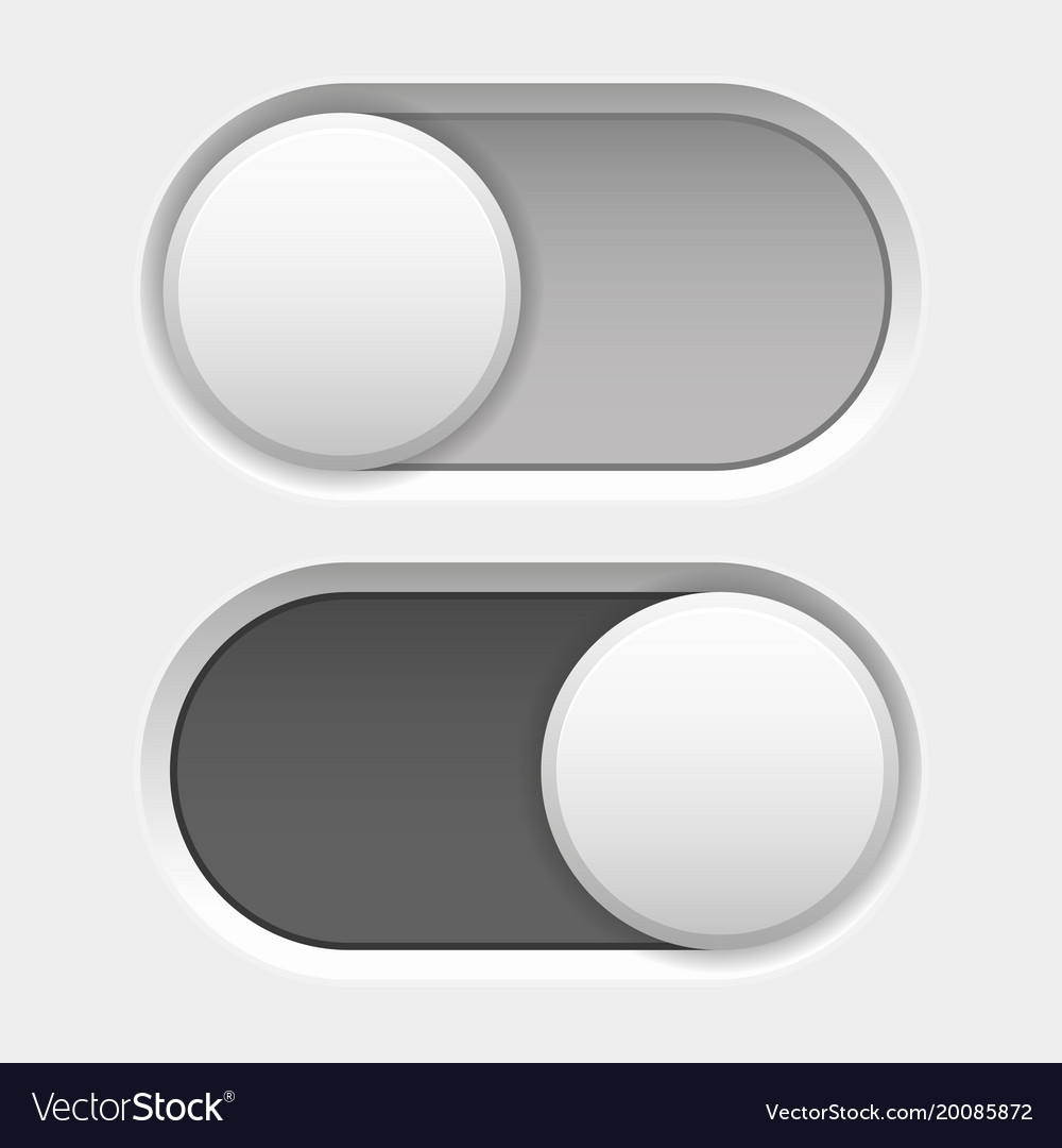 Toggle switch interface buttons gray elements