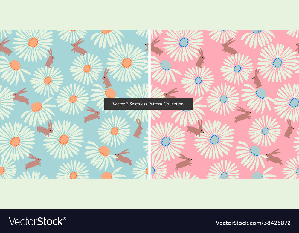 White cosmos and rabbit pattern vector image White cosmos and rabbit pattern