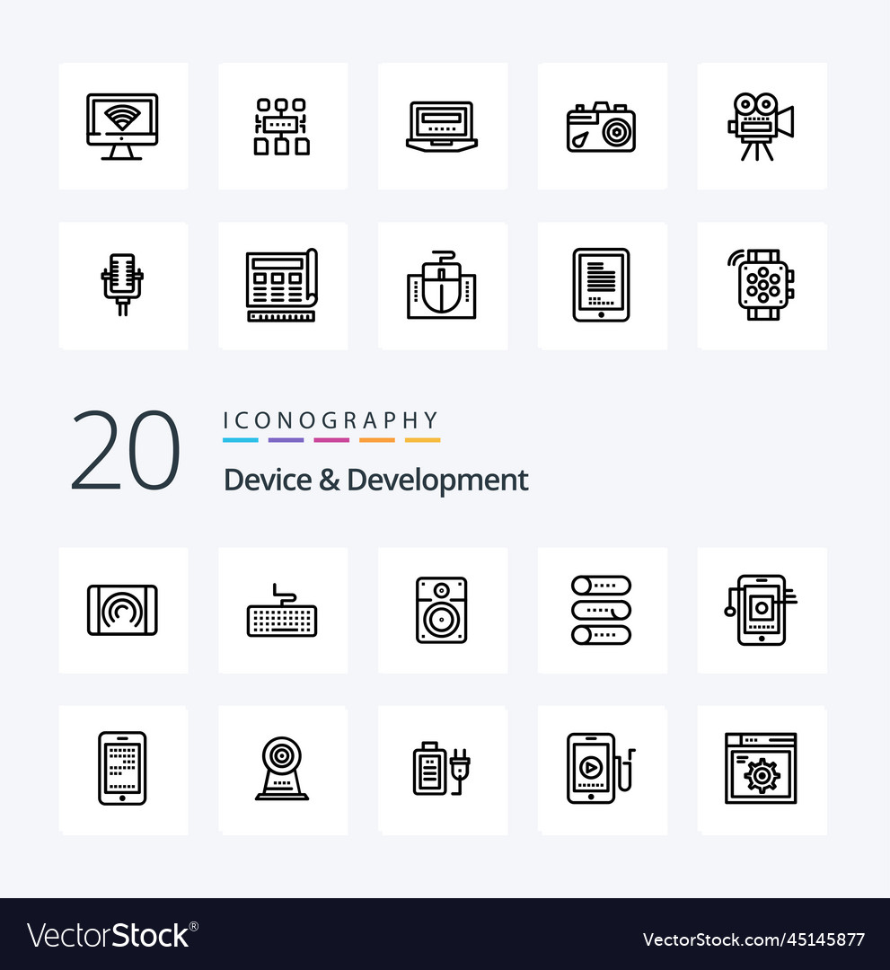 20 device and development line icon pack like