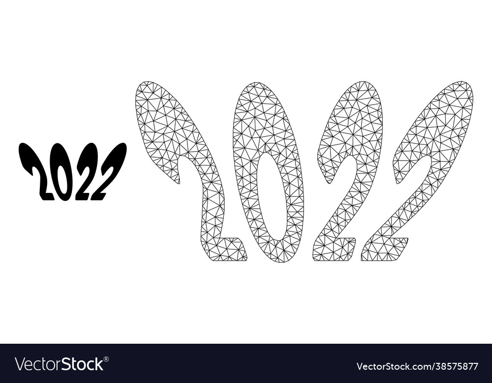 2022 perspective text mesh wire frame model vector image 2022 perspective text mesh wire frame model