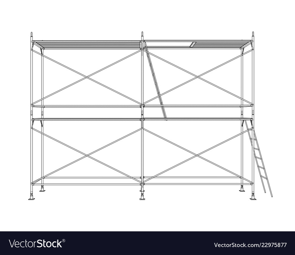3d outline scaffold rendering of 3d Royalty Free Vector