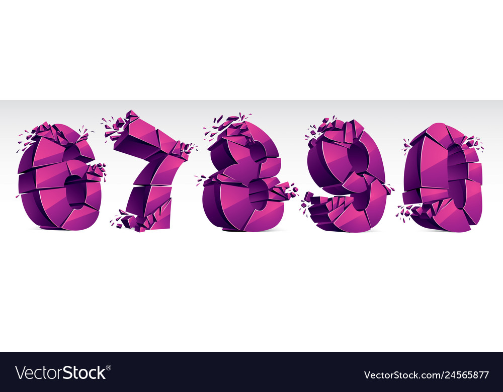3d Realistic Pink Numbers Set 6 7 8 9 0 Breaking Vector Image 3d Realistic Pink Numbers Set 6 7 8 9 0 Breaking Vector Image