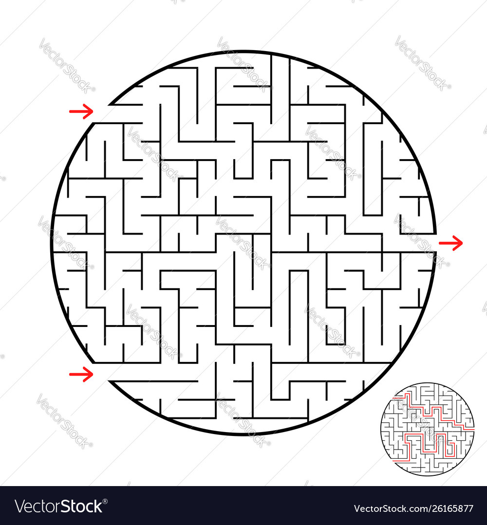 A round labyrinth with two entrances and one exit vector image A round labyrinth with two entrances and one exit